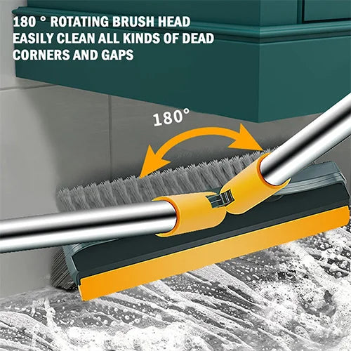 2-in-1 Rotatable Floor Scrub Brush & Rubber Squeegee Wiper Cosmia.pk
