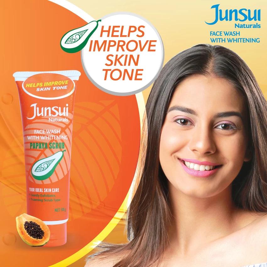 Junsui Face Wash with Whitening Papaya Scrub - 100g Junsui