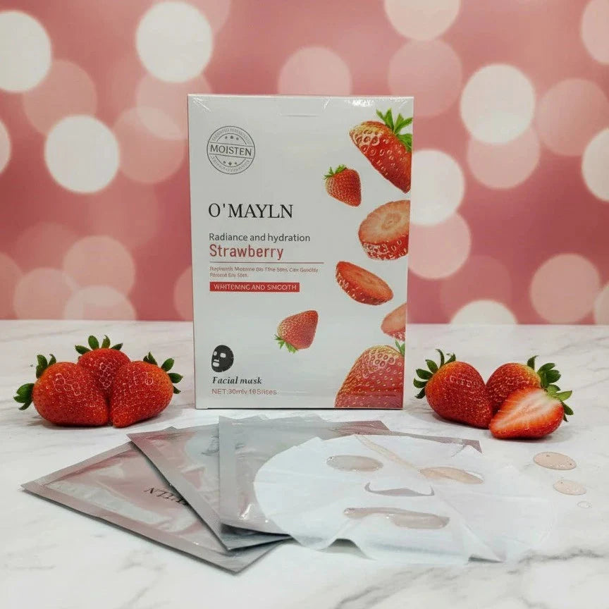 O'MAYLN Radiance and Hydration Strawberry Facial Mask - 10 PCS O'Mayln
