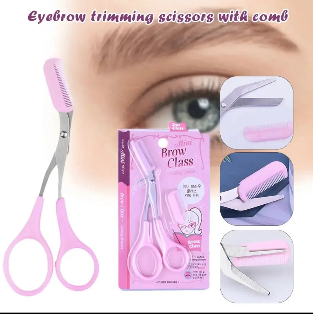 Eyebrow Scissors with Comb - Each Cosmia.pk