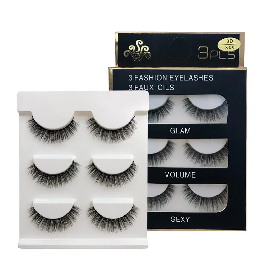 3 Pairs 3D Eye Lashes - High Quality Eyelashes Cosmia.pk