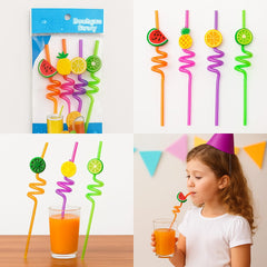 High Quality Spiral Fruit Shaped Plastic Drinking Straw Cosmia.pk