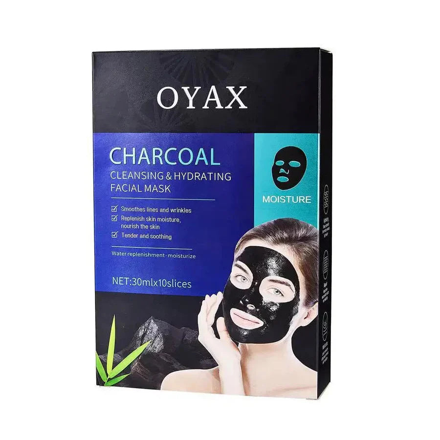 Oyax Charcoal Cleansing & Hydrating Facial Mask - 30ml x 10slices Oyax