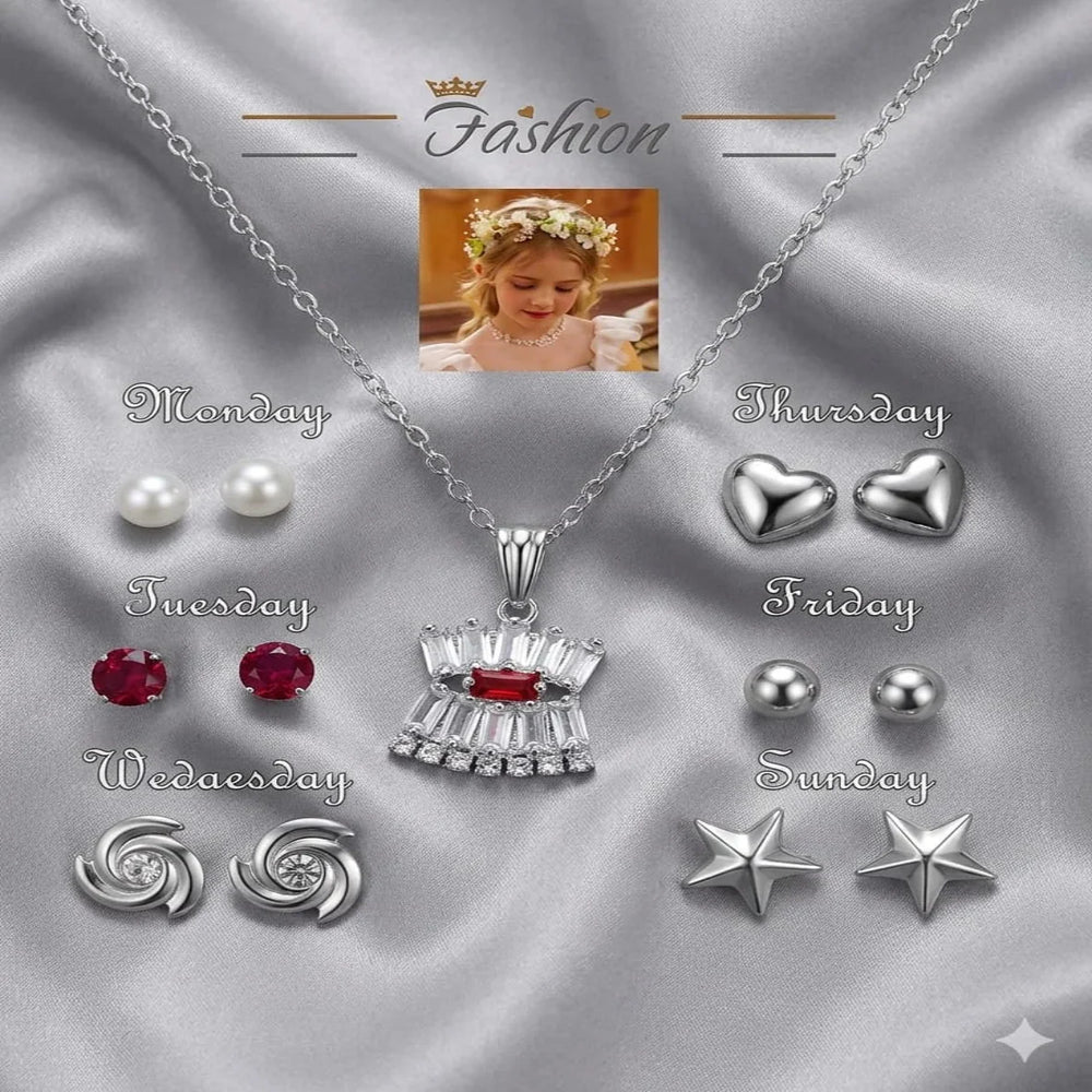 Seven Days of the Week jewelry gift set with necklace and matching Fashion