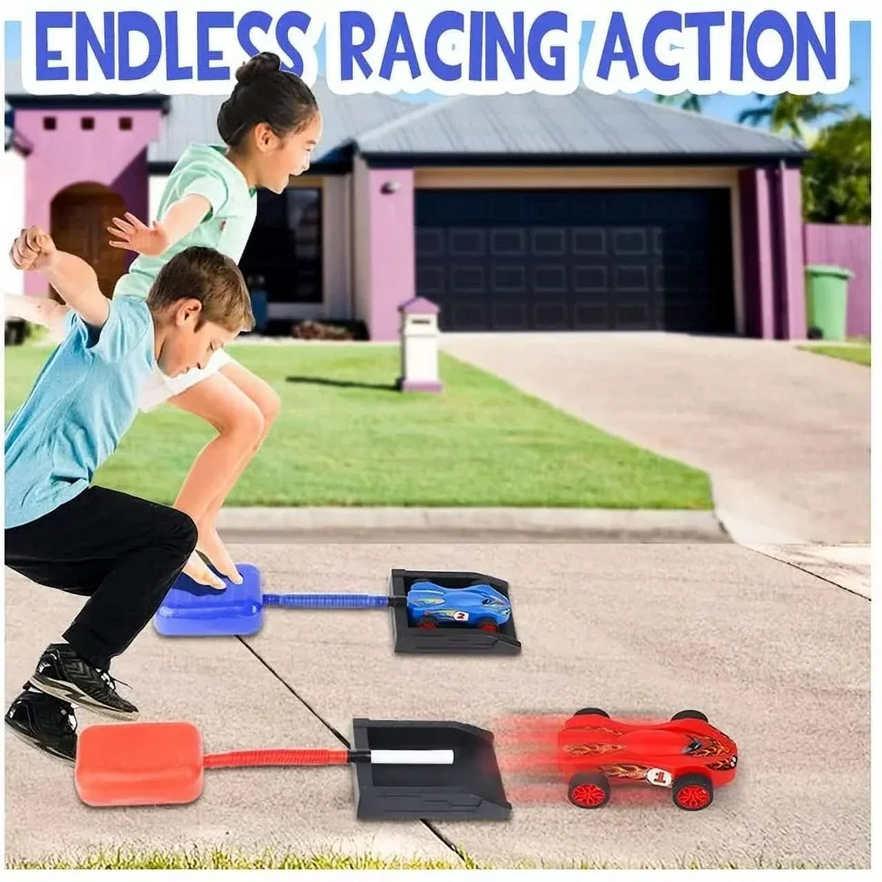 Toy Car Launchers and Air Powered Cars with Ramp and Finish Line Cosmia.pk