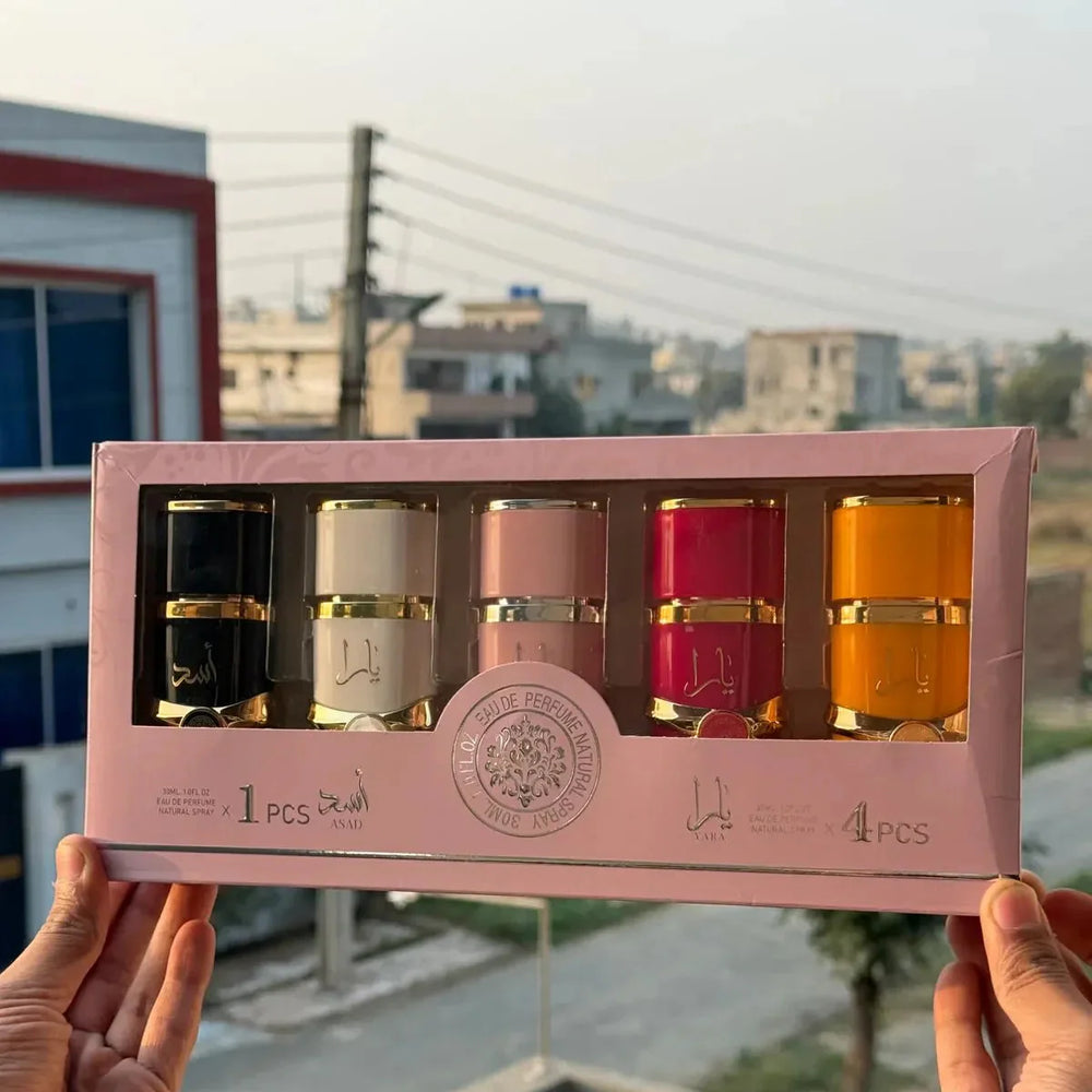 LATTAFA YARA 4 Pcs and ASAD 1 Pcs EAU DE Perfume Natural Spray - 30ml x 5 Lataffa