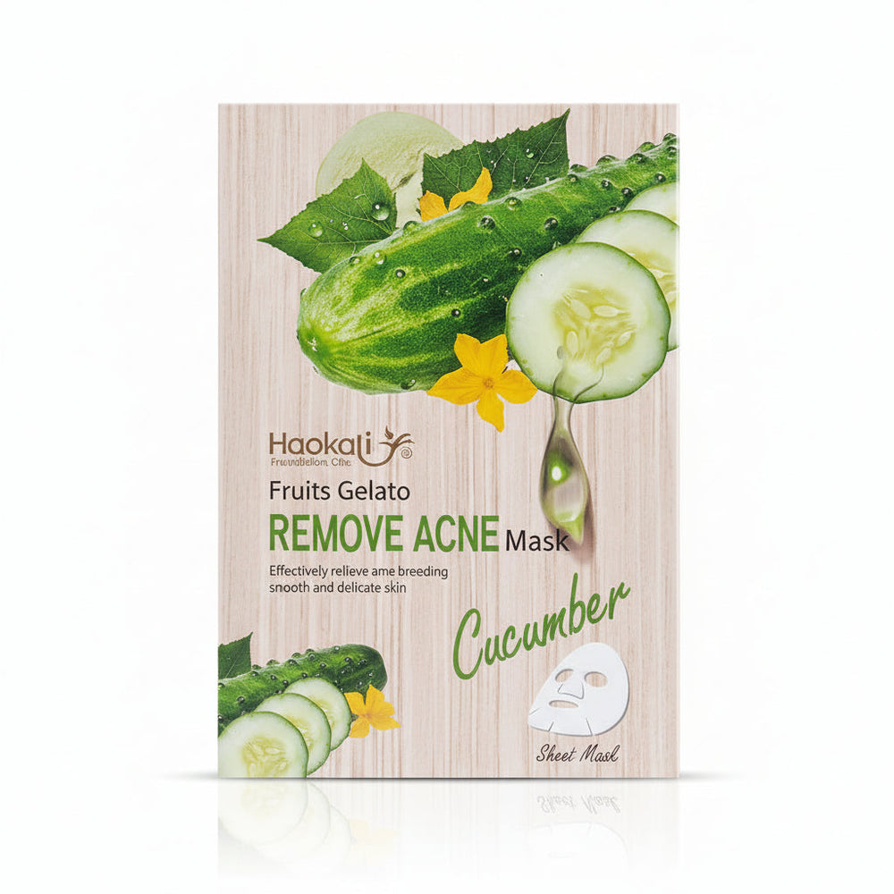 Haokali Fruits Gelato Remove Acne Cucumber Sheet Mask - 10 PCS Haokali