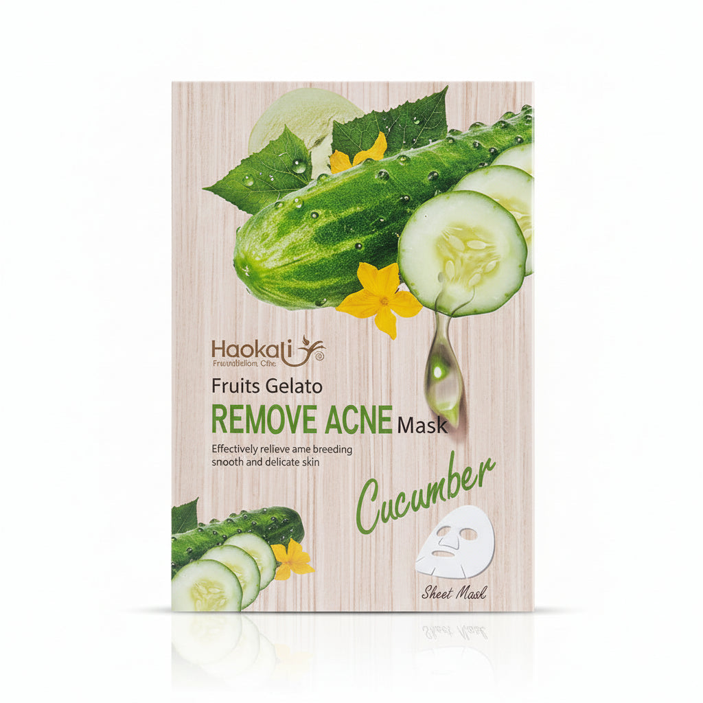 Haokali Fruits Gelato Remove Acne Cucumber Sheet Mask - 10 PCS Haokali