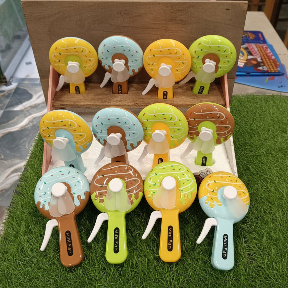 Mini Plastic Cartoon Donut Fan Toy-Each Cosmia.pk