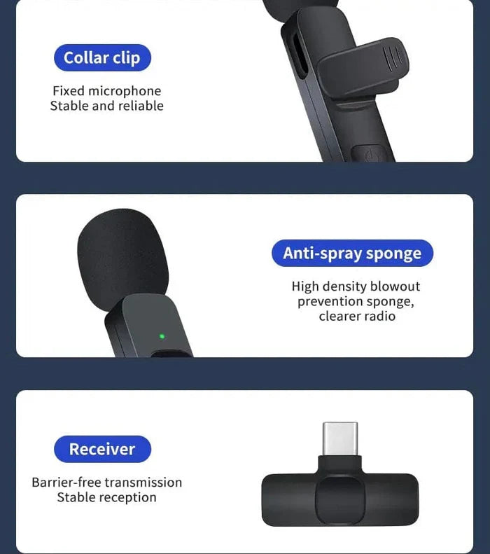 Portable Wireless Mic - Wireless Lavalier Microphone Cosmia.pk