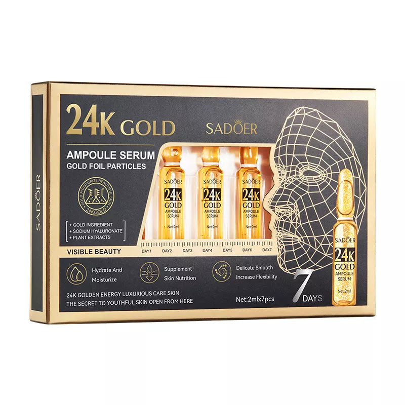 Sadoer 7Pcs Repair Tender Skin 24k Gold Ampoule Face Serum Sadoer