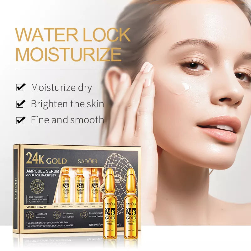 Sadoer 7Pcs Repair Tender Skin 24k Gold Ampoule Face Serum Sadoer