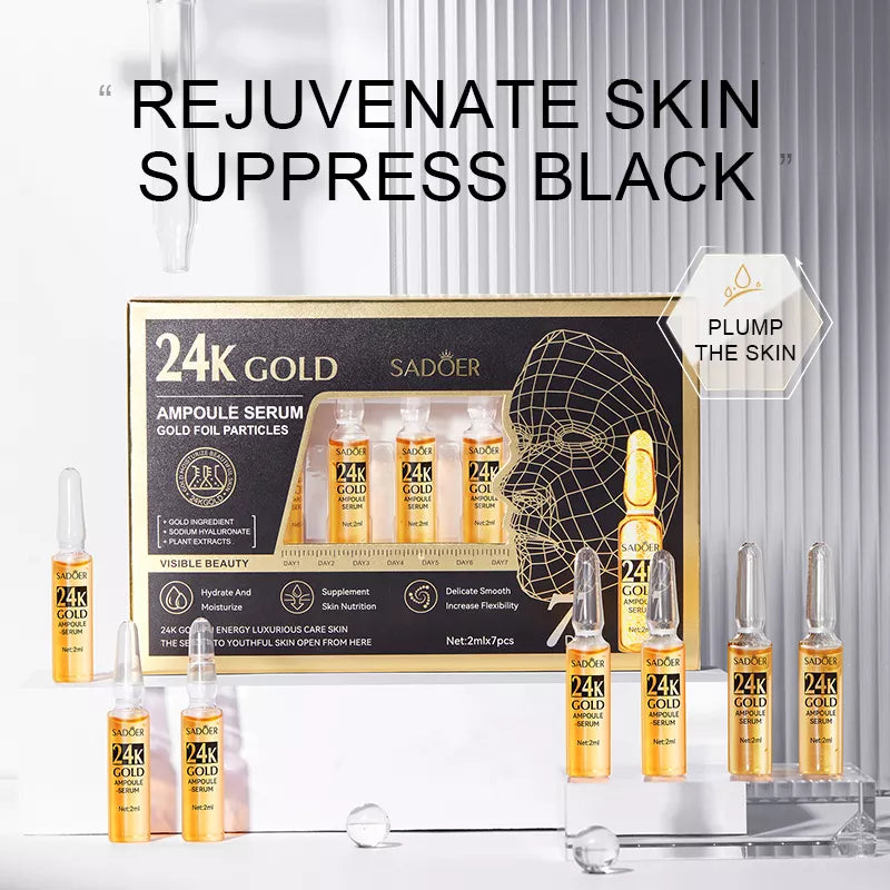 Sadoer 7Pcs Repair Tender Skin 24k Gold Ampoule Face Serum Sadoer