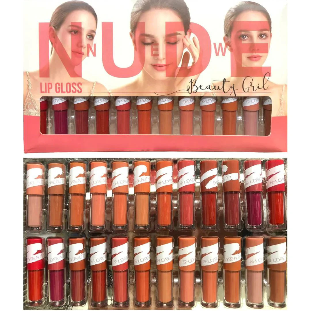 New Nude Beauty Girl 24Pcs Lipgloss Tray Beauty girl