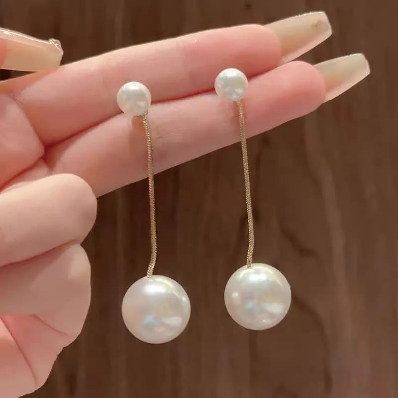 Two in One Pearl Drop Earrings Cosmia
