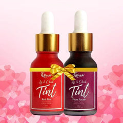 Glaash Water-Based Lip & Cheek Tint – 15 ml Pack of 2: Plum Fatale & Red Fire Glaash