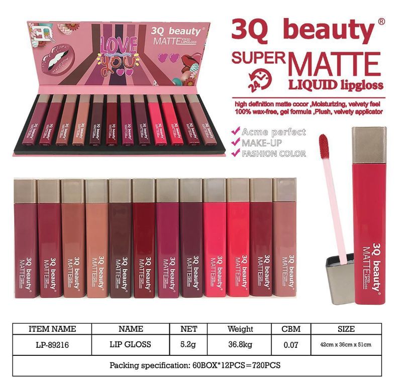 3Q Beauty Matte Lipgloss Set of 12 Shades 3Q Beauty