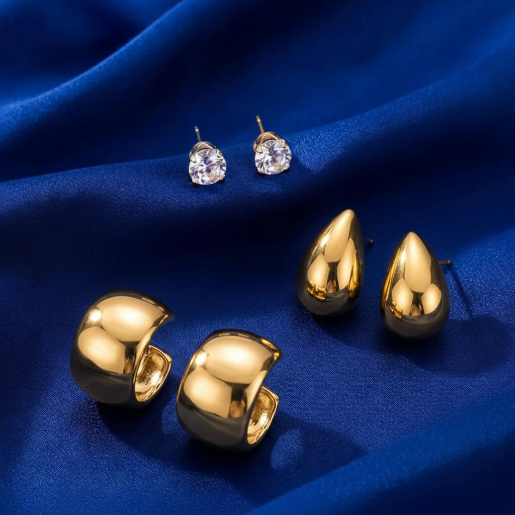 3-pair Set of Minimalist Tea Drop Earrings Cosmia.pk