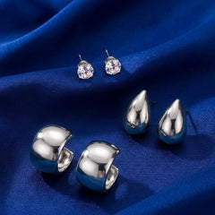 3-pair Set of Minimalist Tea Drop Earrings Cosmia.pk