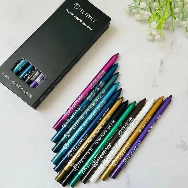 Flormar Waterproof Pencil Eyeliners -  Pack of 12 Flormar