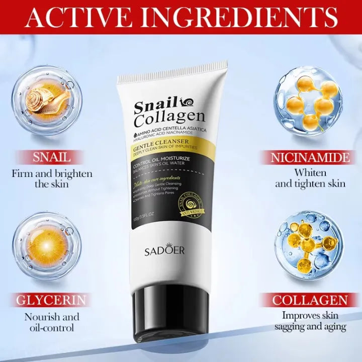 Sadoer Snail Collagen Amino Acid Facial Claenaser 100g Sadoer