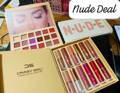 2 In 1 Nude Deal 12 Pcs Matte Lipgloss Set + Nude Palette 18 Colors Cosmia.pk