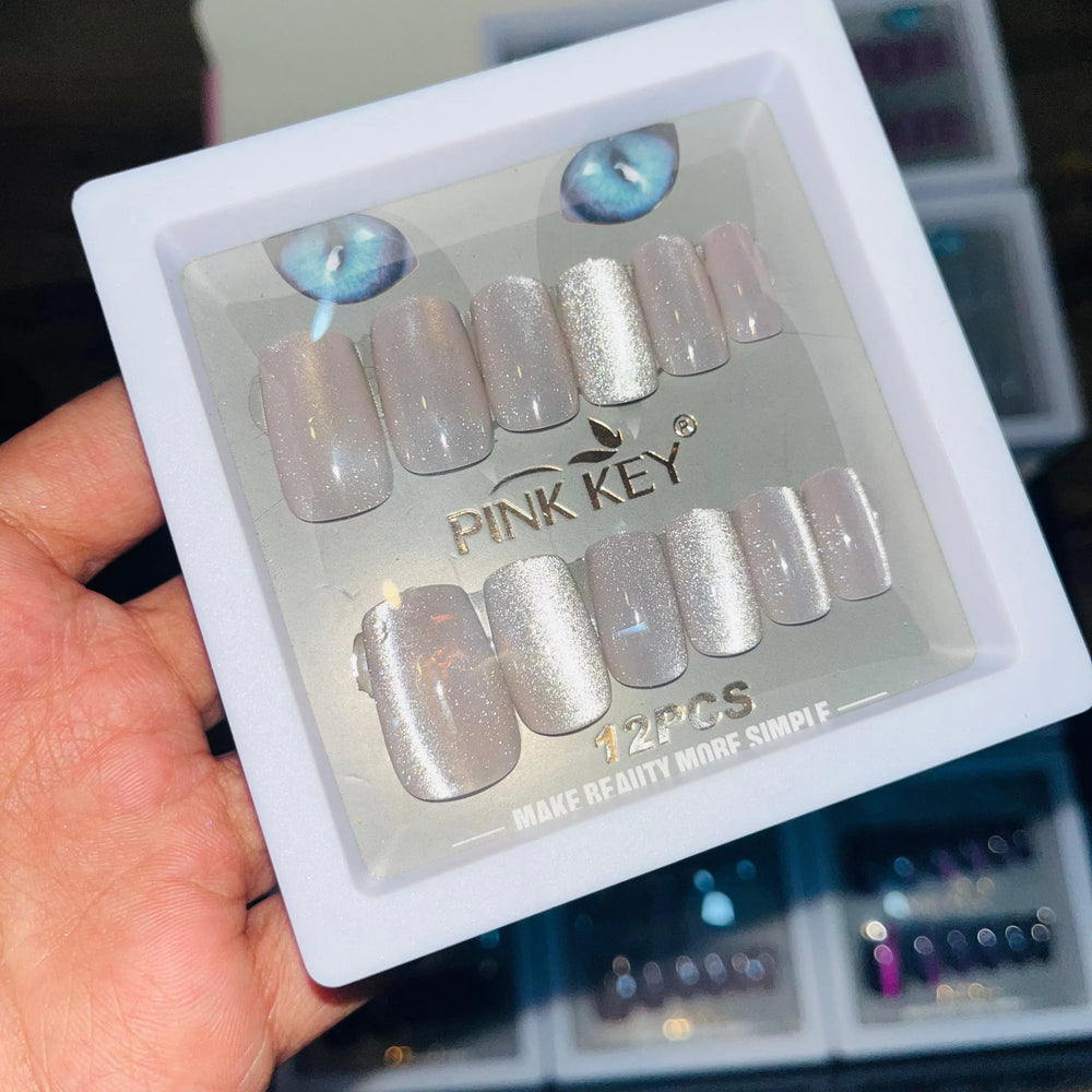 Pink key Stylish Shiny Artifical Nails (12 Pcs) PINK KEY