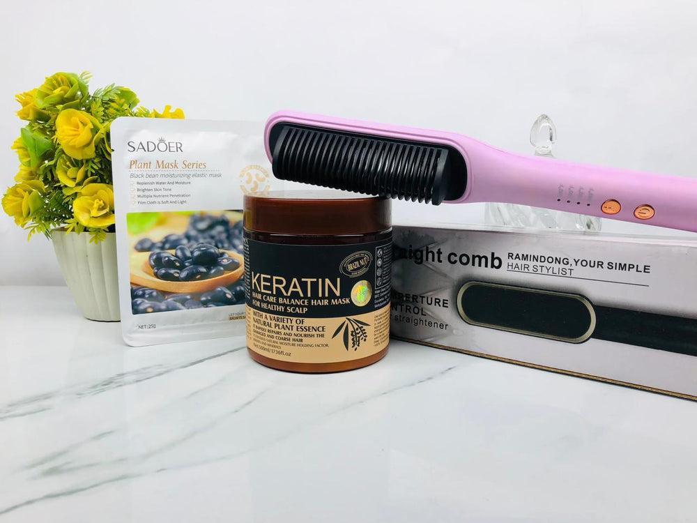 Hair Straightener + Original keratin Mask + Sadoer Mask Cosmia