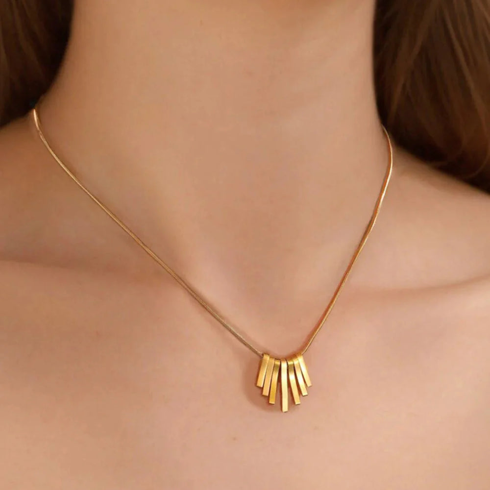 Stainless Steel Geometry String Sector Shape Pendant Cosmia