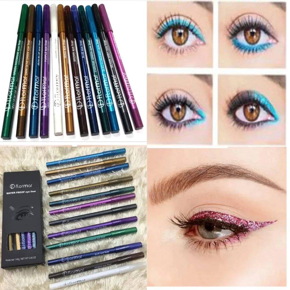 Flormar Waterproof Pencil Eyeliners -  Pack of 12 Flormar