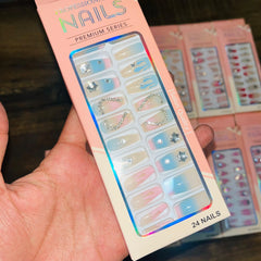 Professional Premium Series Artifical Nails With Free Stickers (24Pcs) Cosmia.pk