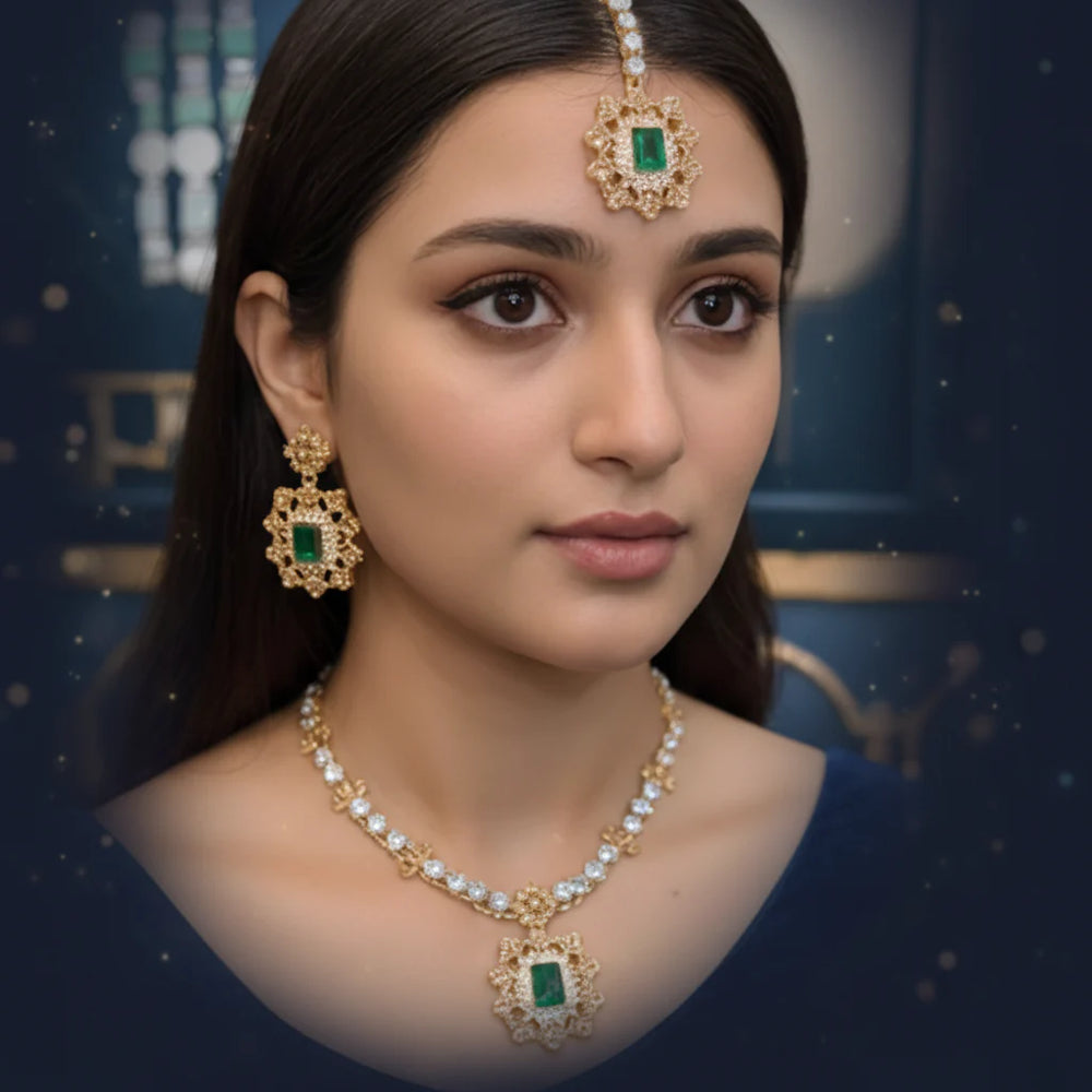 Rajwari Necklace Set Combo – Bracelet, Jhumki & Necklace Cosmia