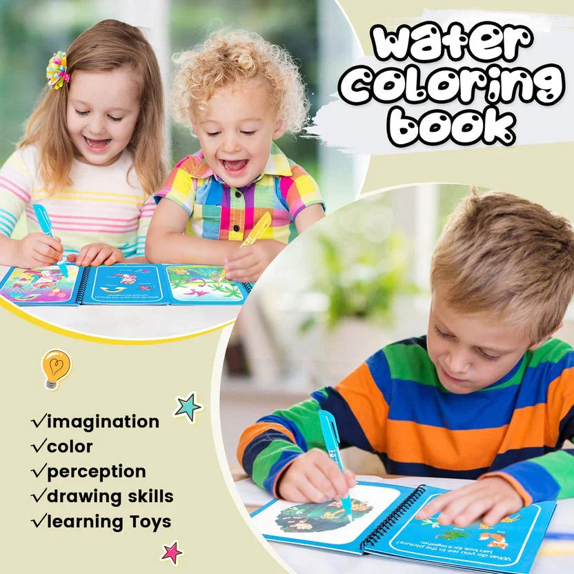 Magic Water Drawing Book, Reusable Coloring Book with Water Pen Cosmia.pk
