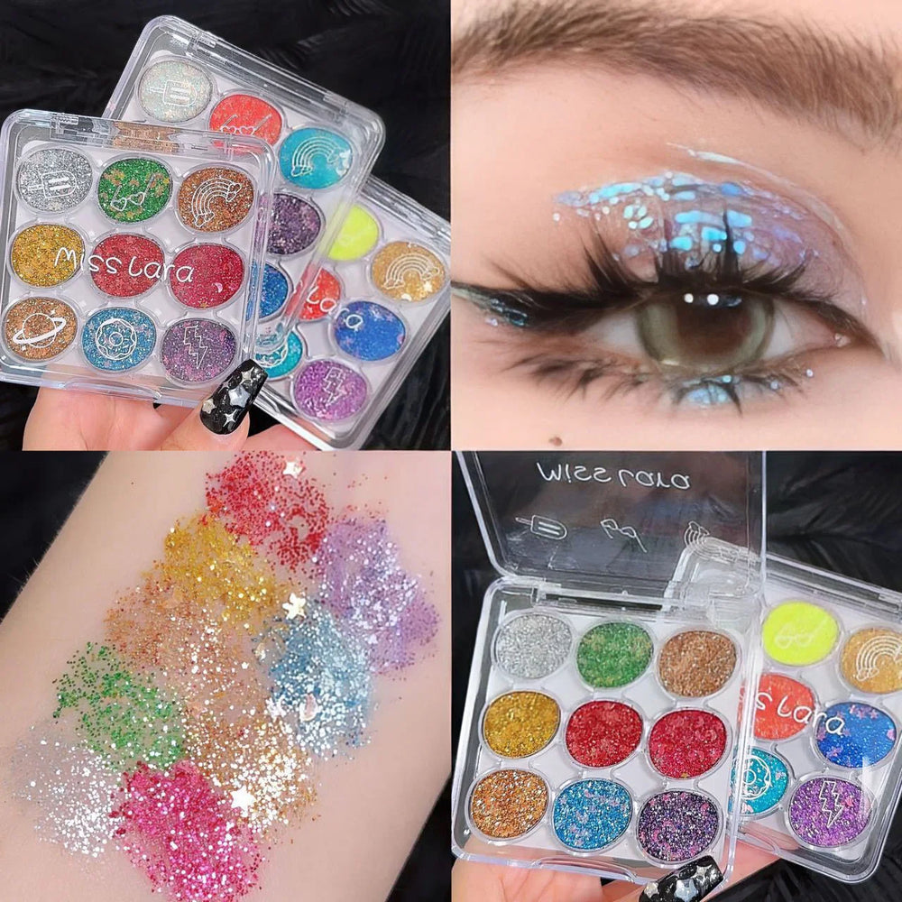 Miss Lara Cream Glitter Eyeshadow Palette - 9 Color Miss Lara
