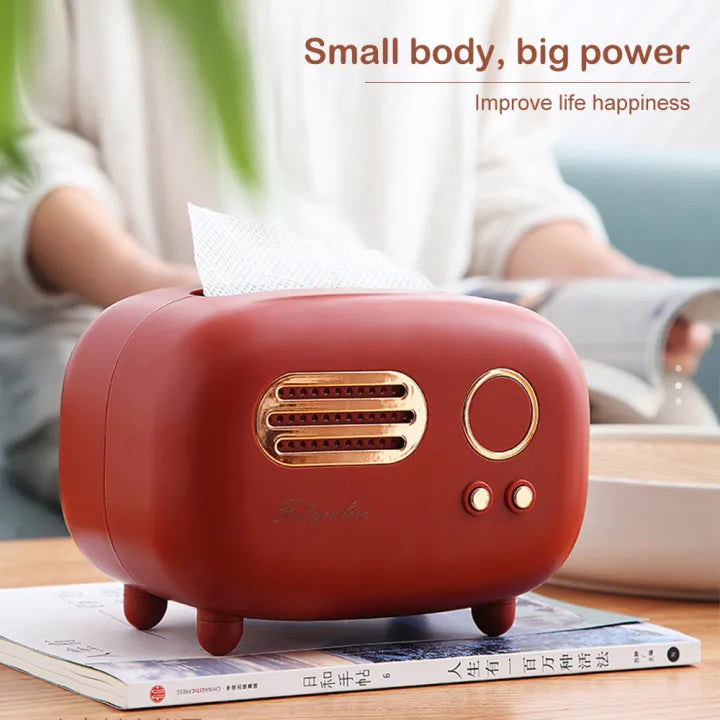 Retro Radio Tissue Box - Vintage Style Desktop Tissue Holder Cosmia.pk