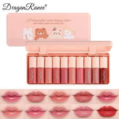 10Pcs Dragon Ranee A Beautiful And Happy Time Sexy Pearl Light Lip Gloss Set Dragon Ranee