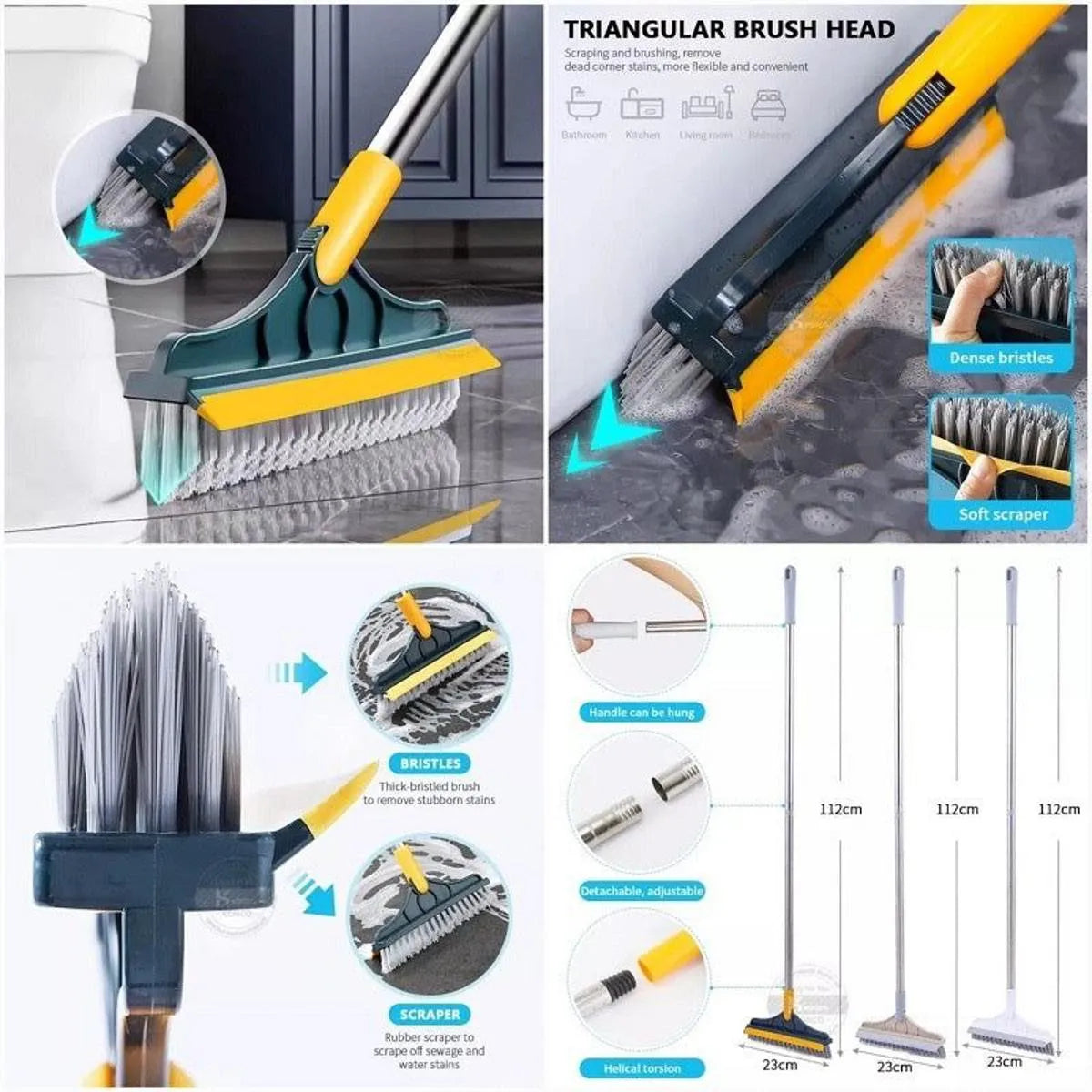 Bathroom Cleaning Brush with Wiper 2 in 1 Tiles Cleaning Brush Floor Cosmia.pk