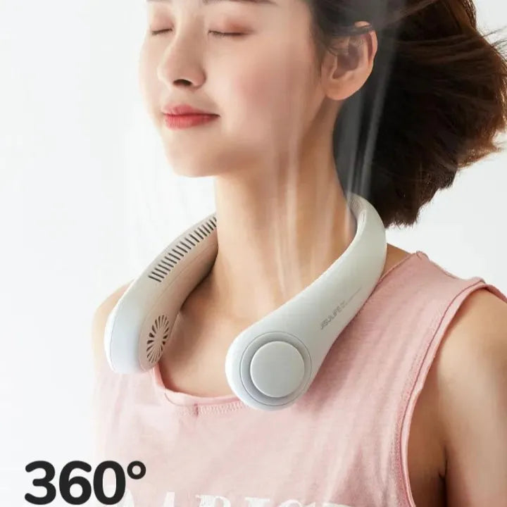 Portable Bladeless Neck Fan – USB Rechargeable 360° Cooling Hanging Cosmia.pk