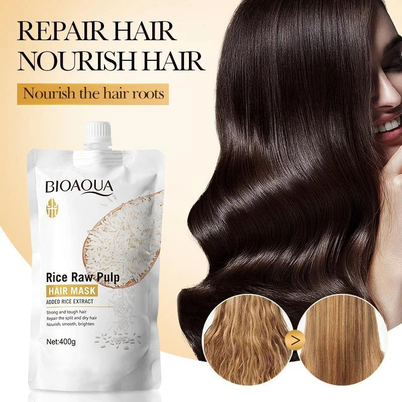 Bioaqua Rice Pulp Hair Mask Smooth - 400g Bioaqua
