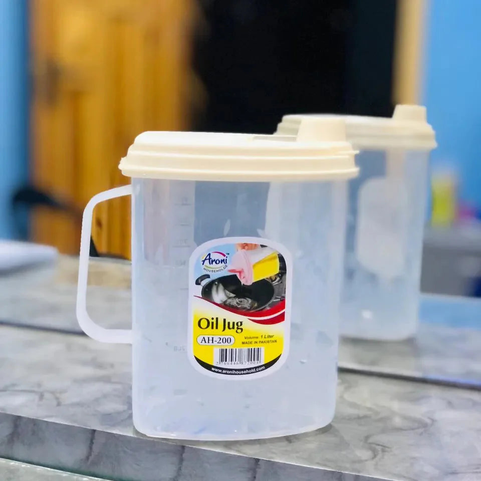Aroni Random Color Kitchen Plastic Oil Jug With Lid & Handle Cosmia.pk