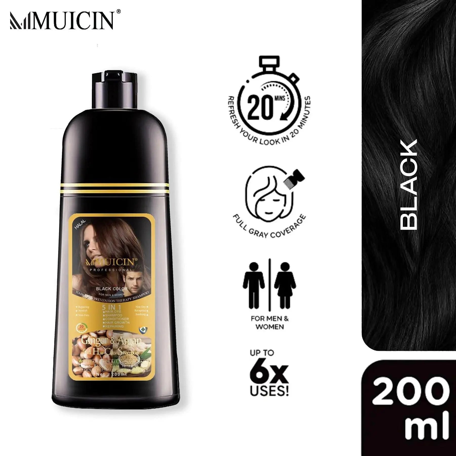 5 in 1 Muicins Ultimate Hair Color Shampoo 200ml Muicin