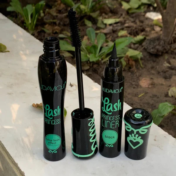 2 in 1 HudaMoji Princess False lash effect Mascara (green case) Black Hudamoji