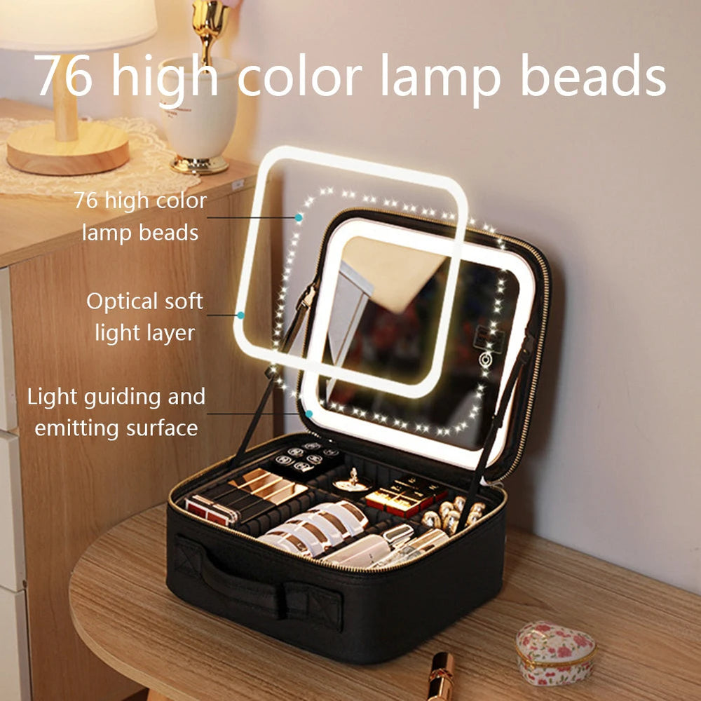 Smart Led Makeup Bag With Mirror Lights Cosmia.pk