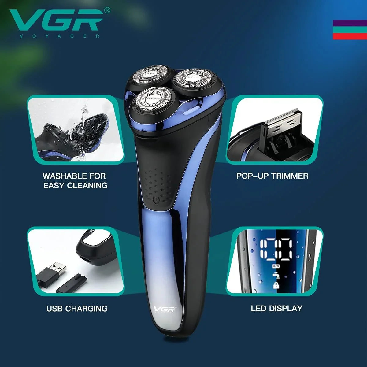 VGR V-306 Wet & Dry 3 Head Electric Shaver VGR