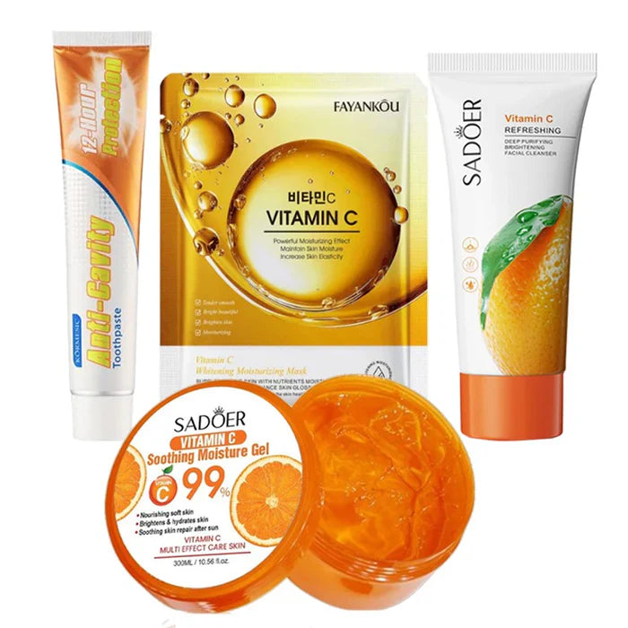 New Pack of 4 Vitamin-C deal Whiten Mask & Tooth paste OR Face Wash & soothing gel skin care series Cosmia