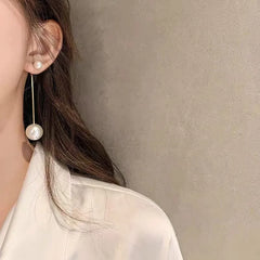 Two in One Pearl Drop Earrings Cosmia