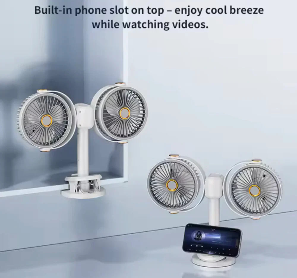Dual Head Cooling Fan - Adjustable Desktop USB Fan Cosmia.pk