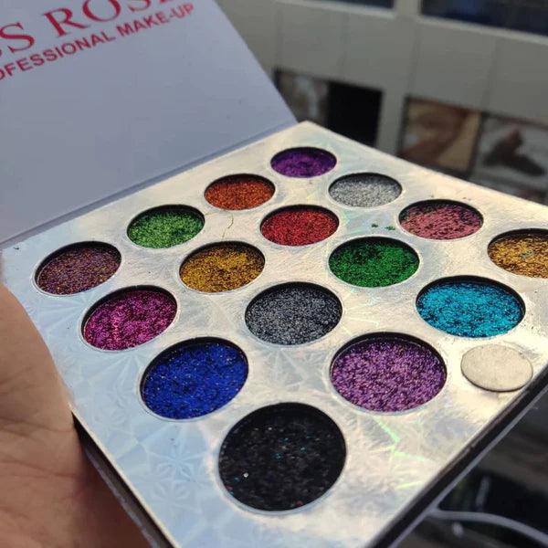 Miss Rose Glitter Eyeshadow Palette - 16 Color Miss Rose