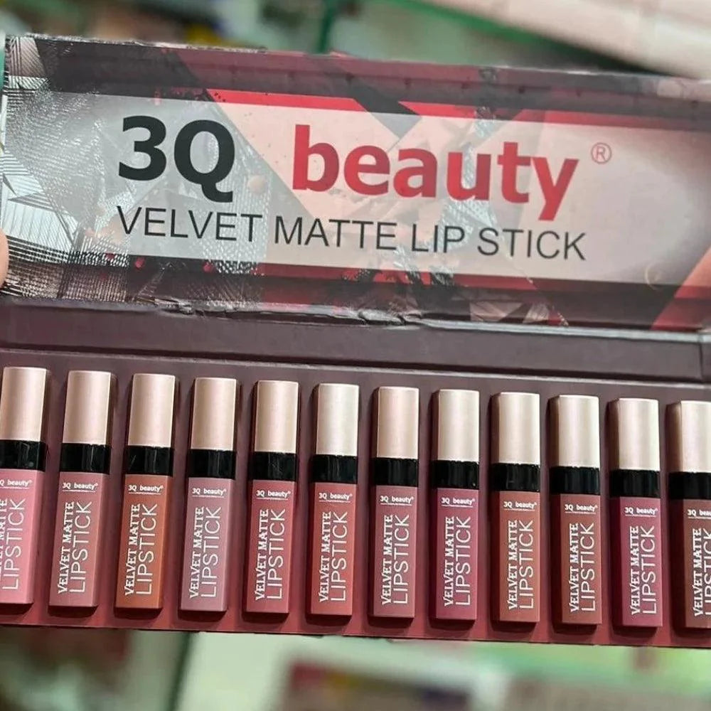 3Q Beauty Velvet Matte Lipstick Set of 12 3Q Beauty
