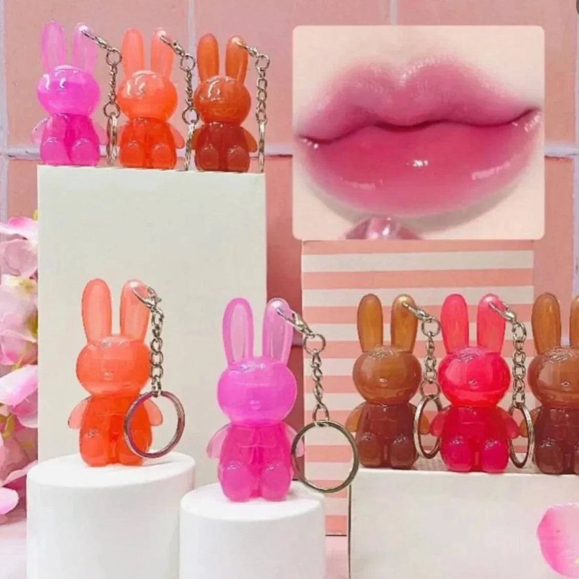 Miss Betty Cute Key Chain Bear Lip Oil Set (6Pcs) Miss Betty